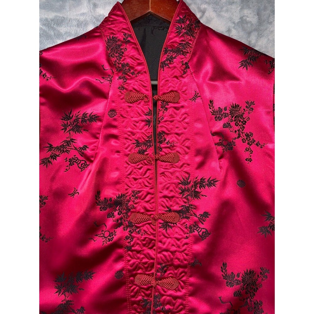 Vintage Fortune Fabulous Reversible Chinese Jacket Red Black Frog Closure